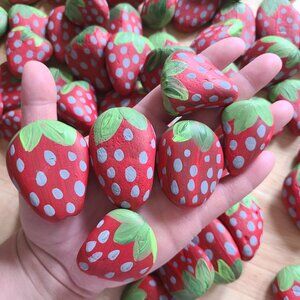 10 Pack Assorted Strawberry Painted Rocks Variety PACK OF 10 ROCKS (10 Count)